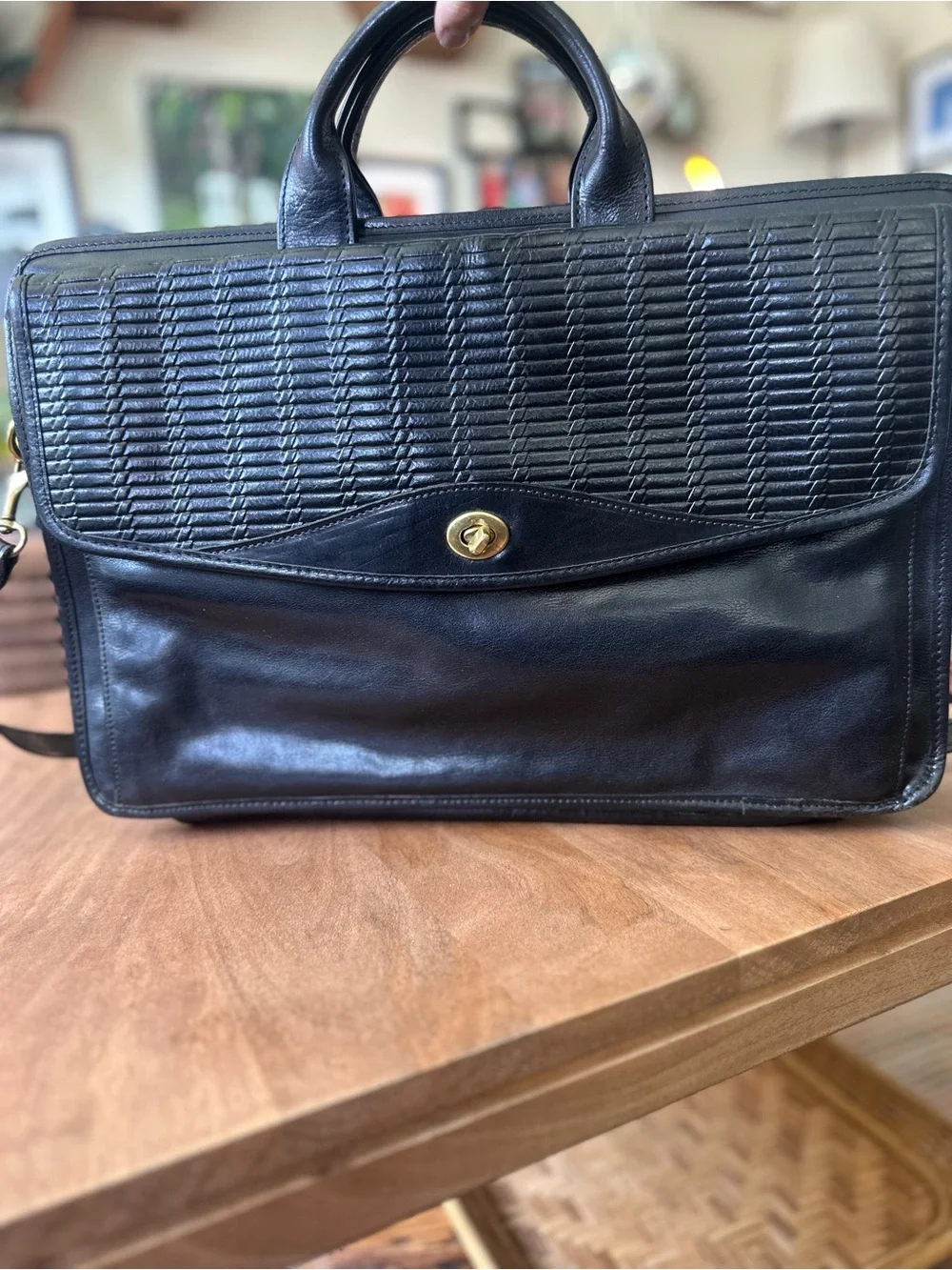 Vintage Jack Georges Black Woven Leather Briefcase (Made in USA)